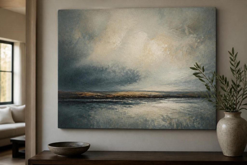 Original canvas painting displayed in an interior.